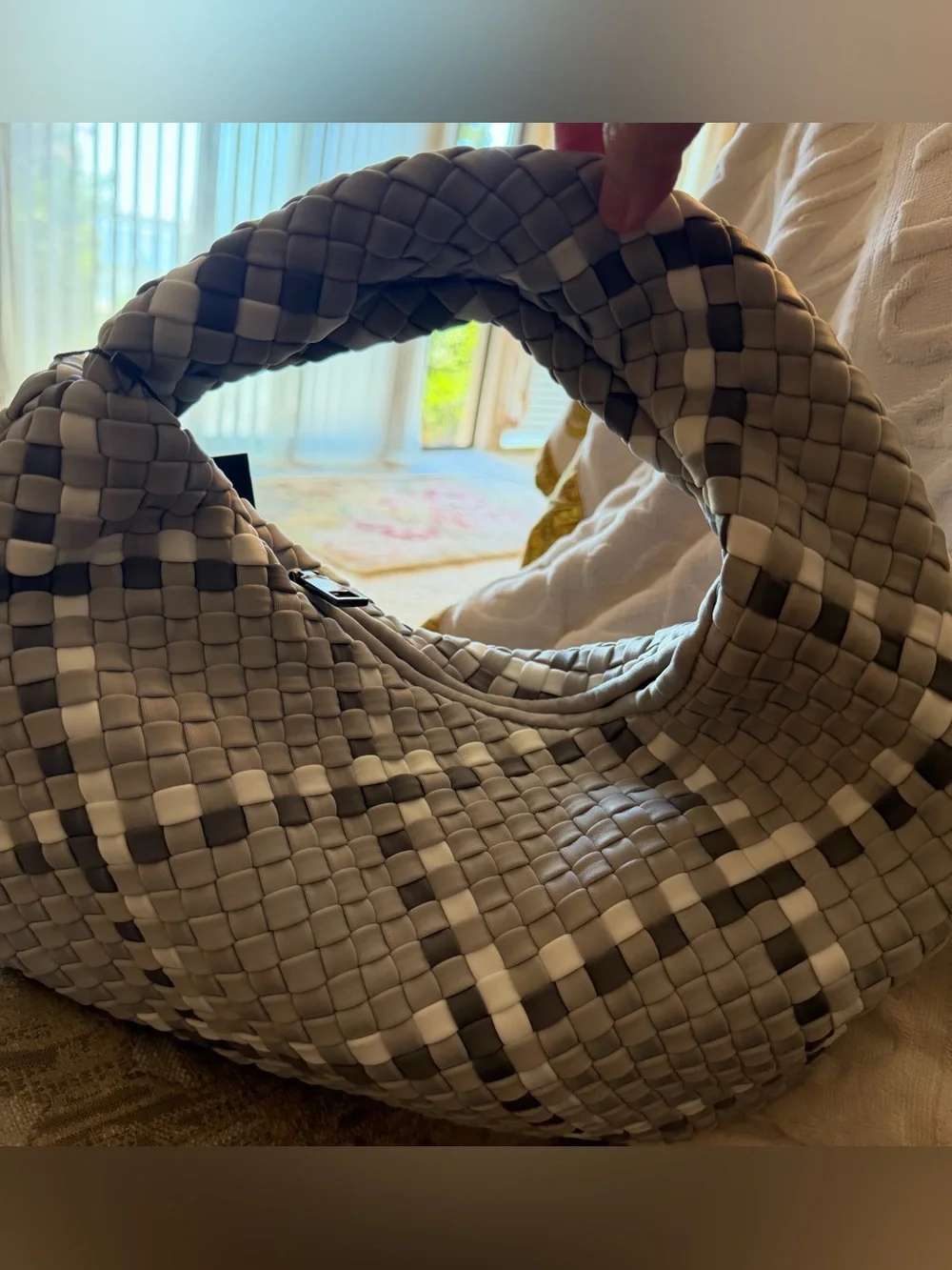 Small woven Hobo in Light Gray -White Brand New.